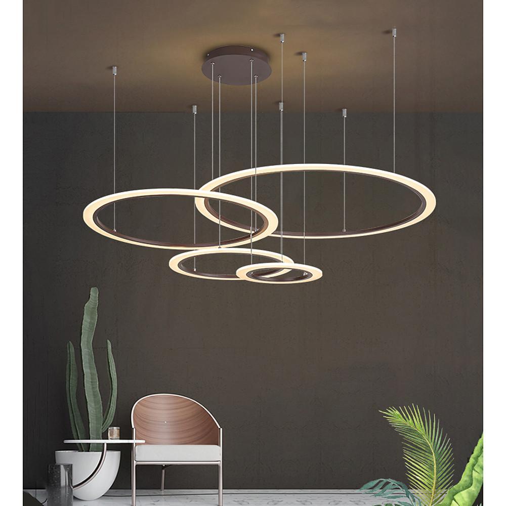 LED 4-Rings Geometric Shapes Pendant Light Floating Ring Living Room Ceiling Lights