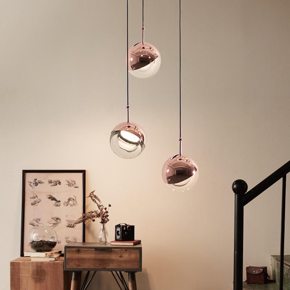 Adjustable Electroplated Metal Crystal Globe Shaped LED Pendant Lights