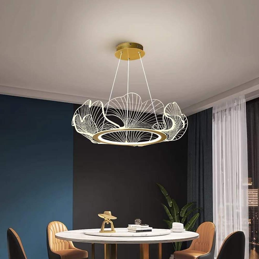 Sea-Inspired Elegant Wave Round Acrylic Chandelier with Gold Finish - 33inch Wide LED Ceiling Light