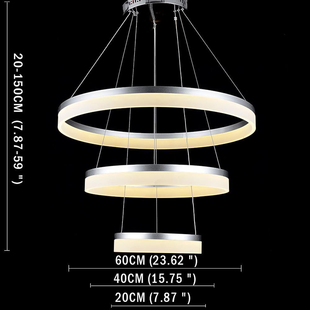 24'' Easily Adjustable 3 Authoritative Ring Classic Vintage Metal Acrylic Chandelier With 1 LED Light