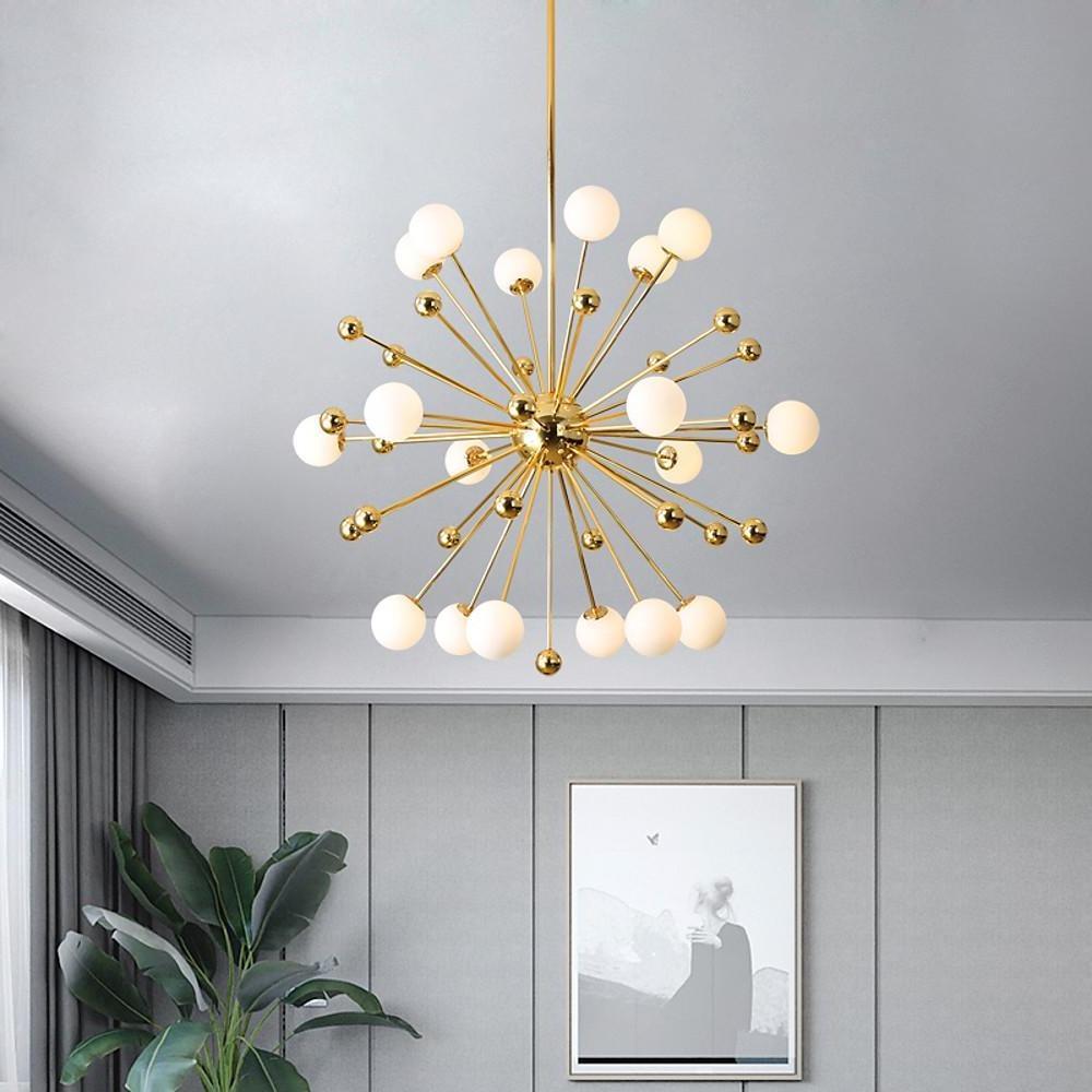 Nordic Globe Sputnik Chandelier Modern Gold Living Room Chandelier 18 Bulbs