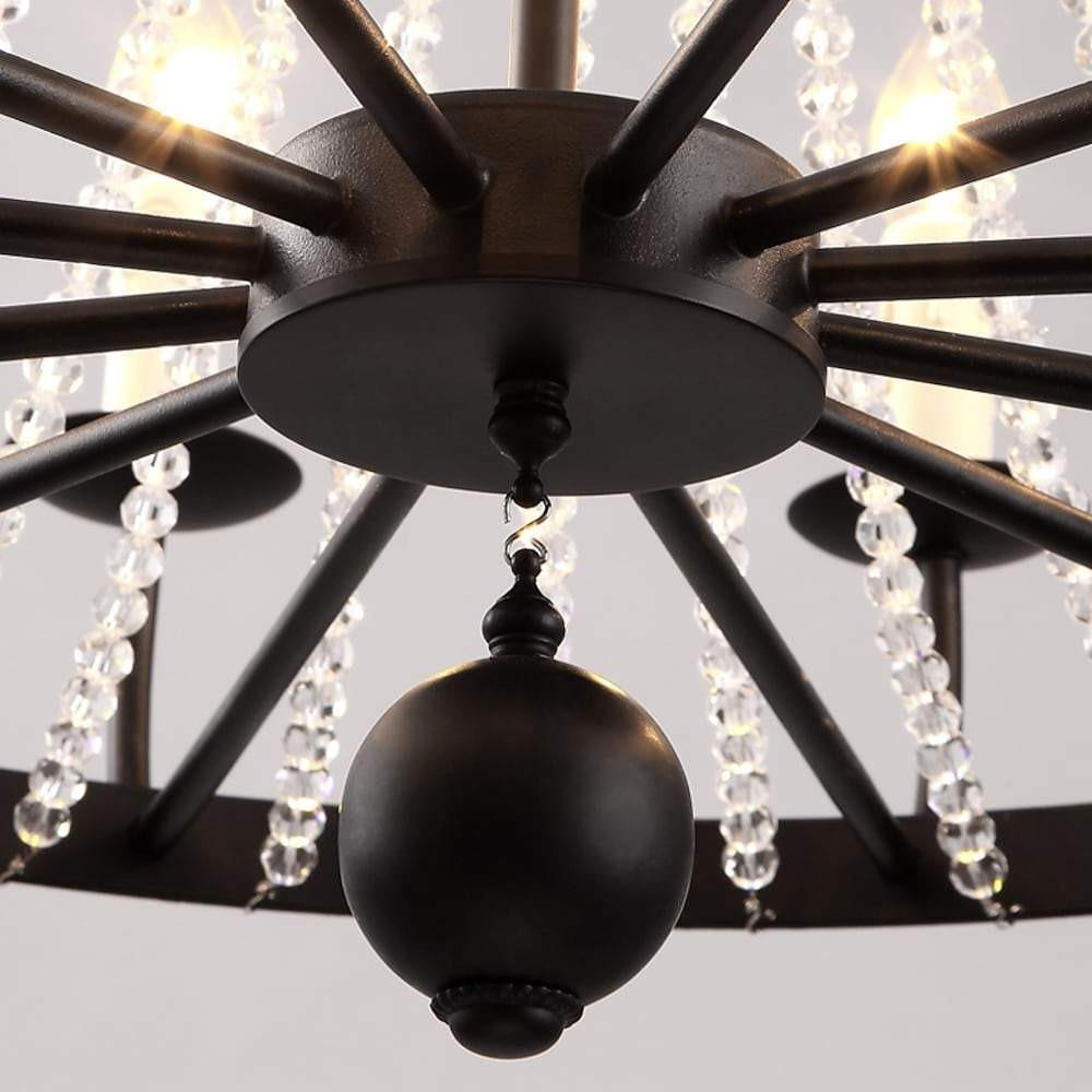 Empire Wagon Wheel Chandelier - 8/10/12 Candle Lights,  20'' Adjustable Chain, Crystal Accents