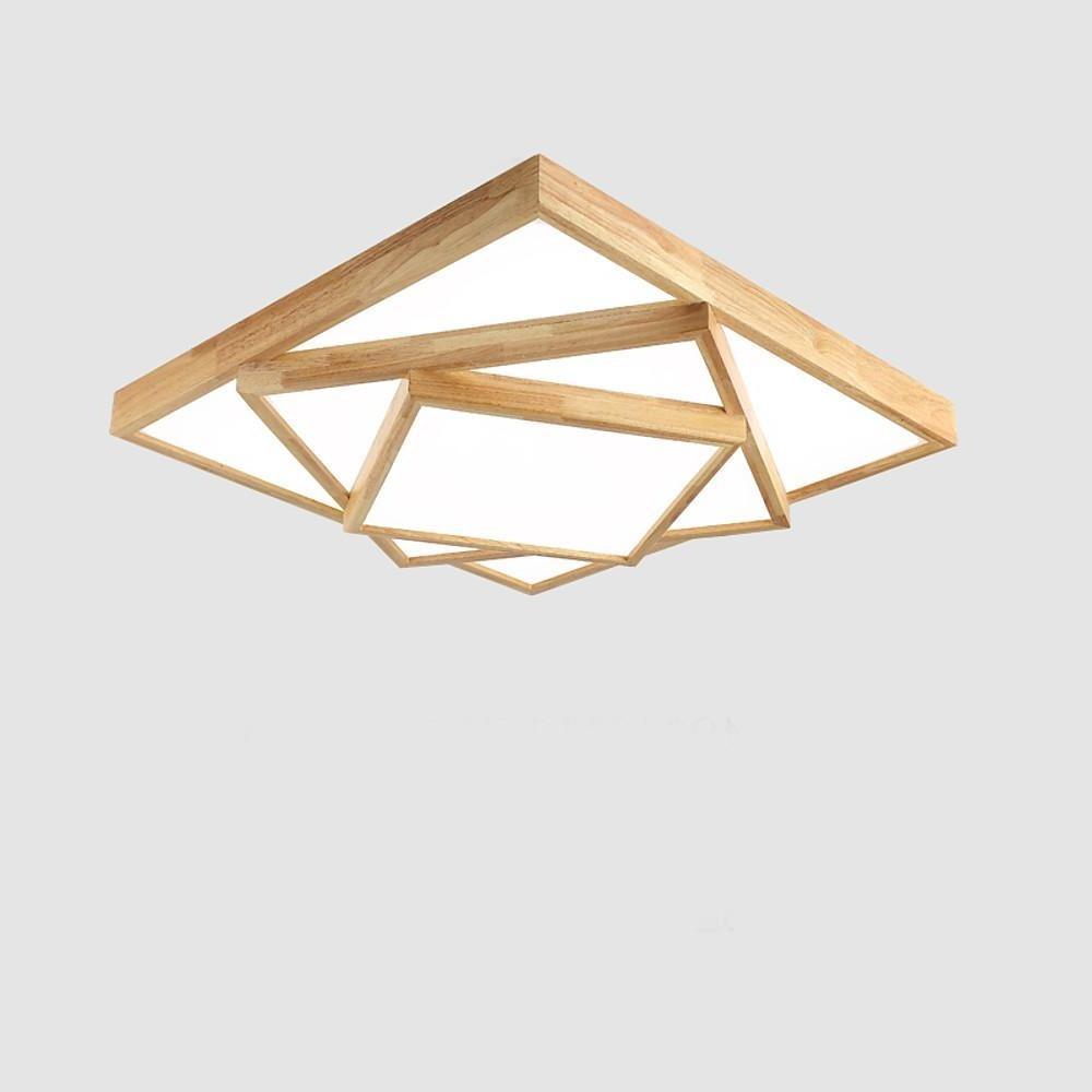 Artistic Wood Squares Dimmable LED Nordic Ceiling Light Flush Mount Lighting