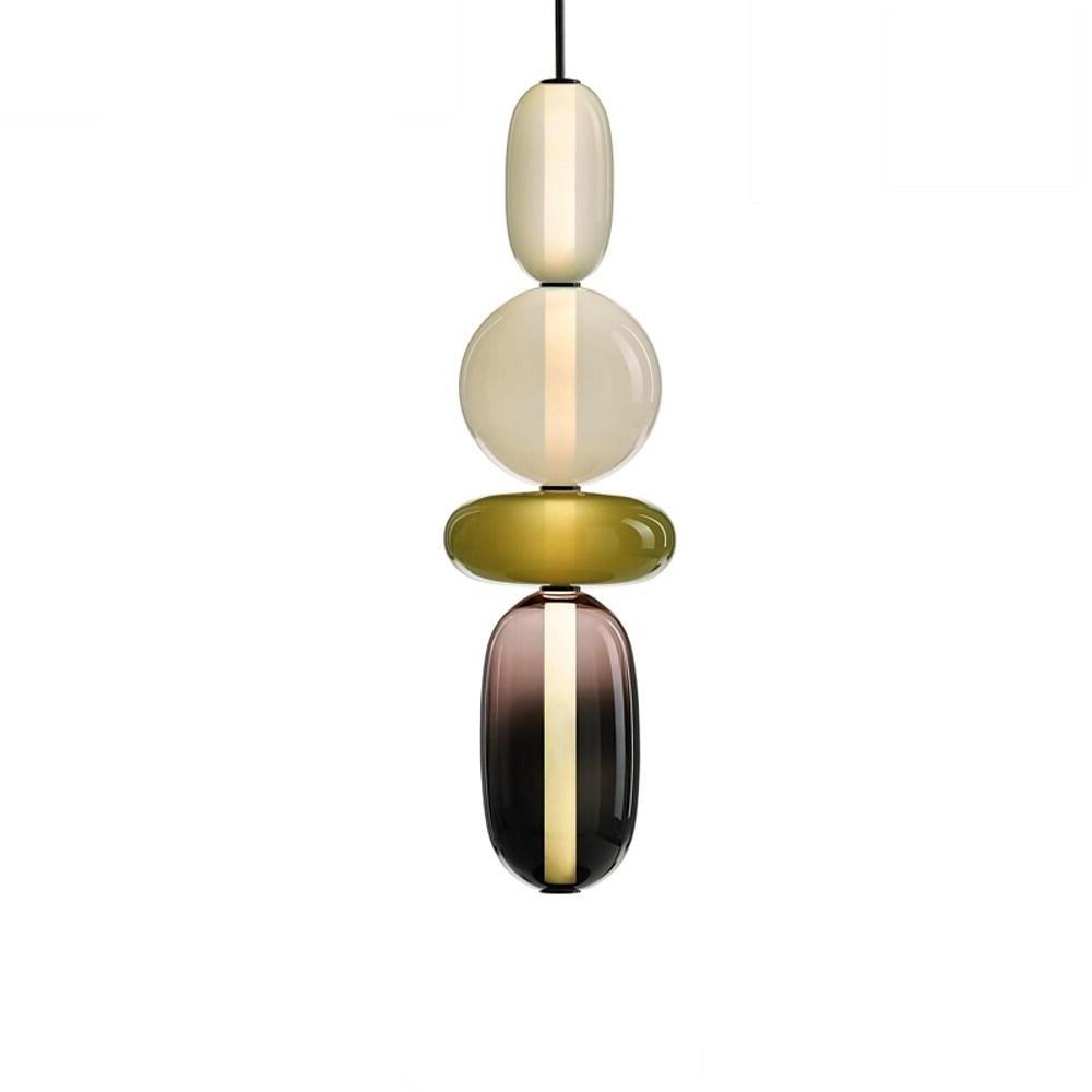 Multiple Shapes Colored Glass Pendant Light Metal Pendant Lighting