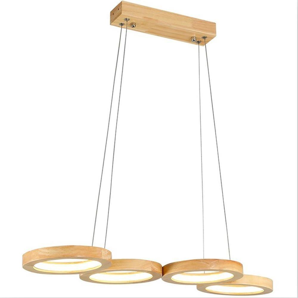 Rustic 4 Circles Wood LED Modern Pendant Lighting Chandeliers Island Lights