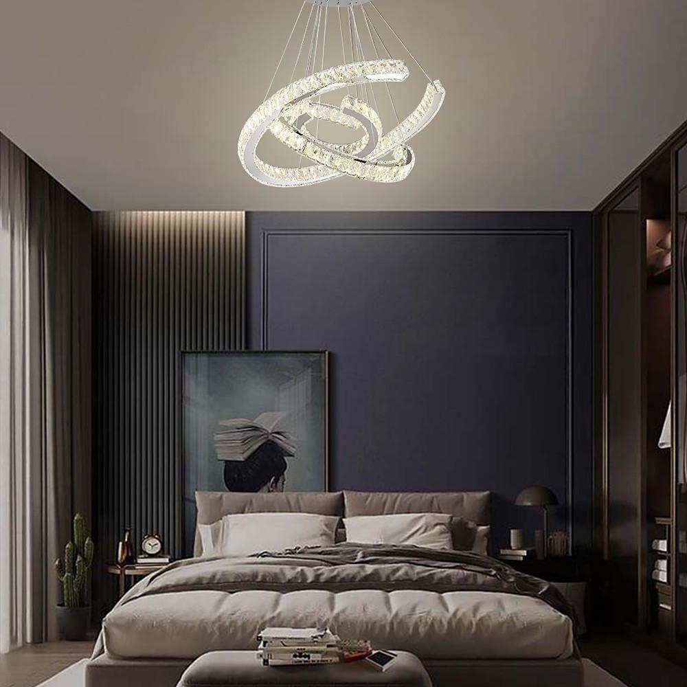 Wave Flush Mount Lighting for Dining Room LED Crystal Stainless Steel Ceiling Lights