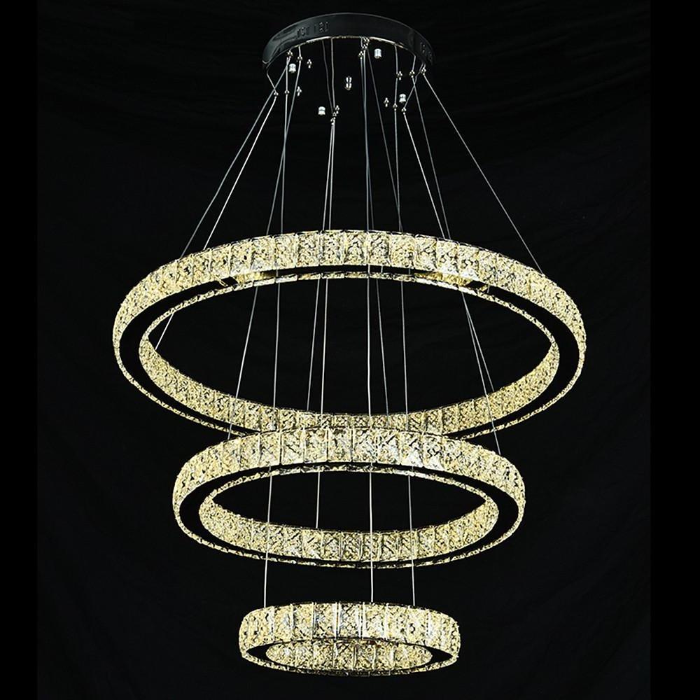 Geometrical Design Circle Chandelier Metal Crystal Ceiling Light