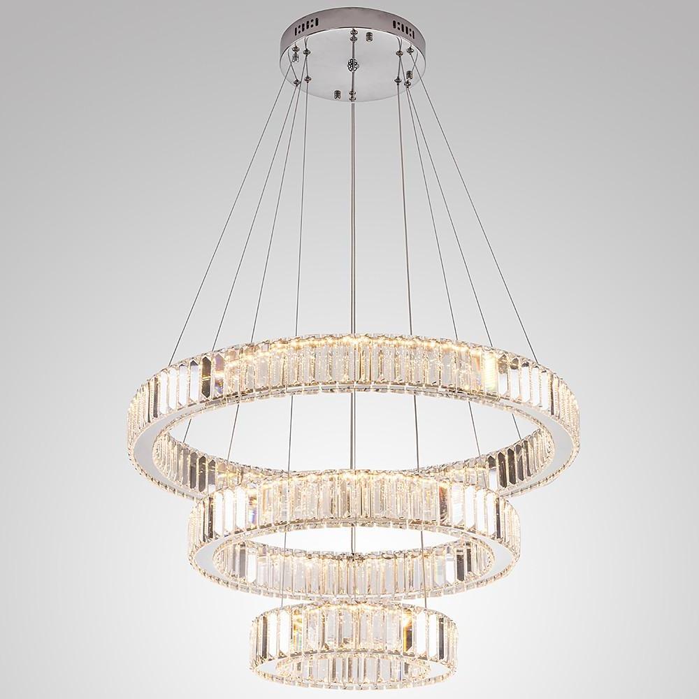 Chrome Crystal 3-Tier Pendant Light Modern Chandelier