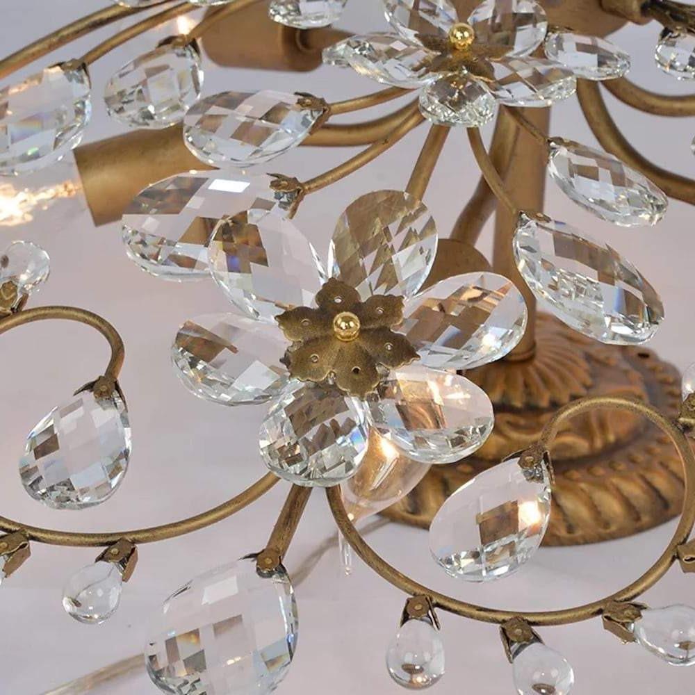 6-light Crystal Flower LED Modern Chandeliers Flush Mount Ceiling Light