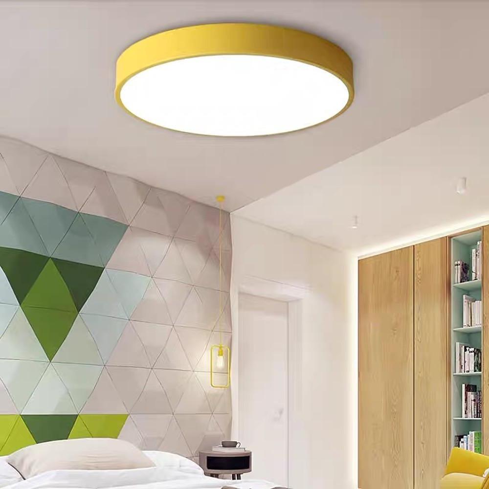 Modern Painted Plastic Matte Black Flush Mount Light with Integrated Dimmable LED Light