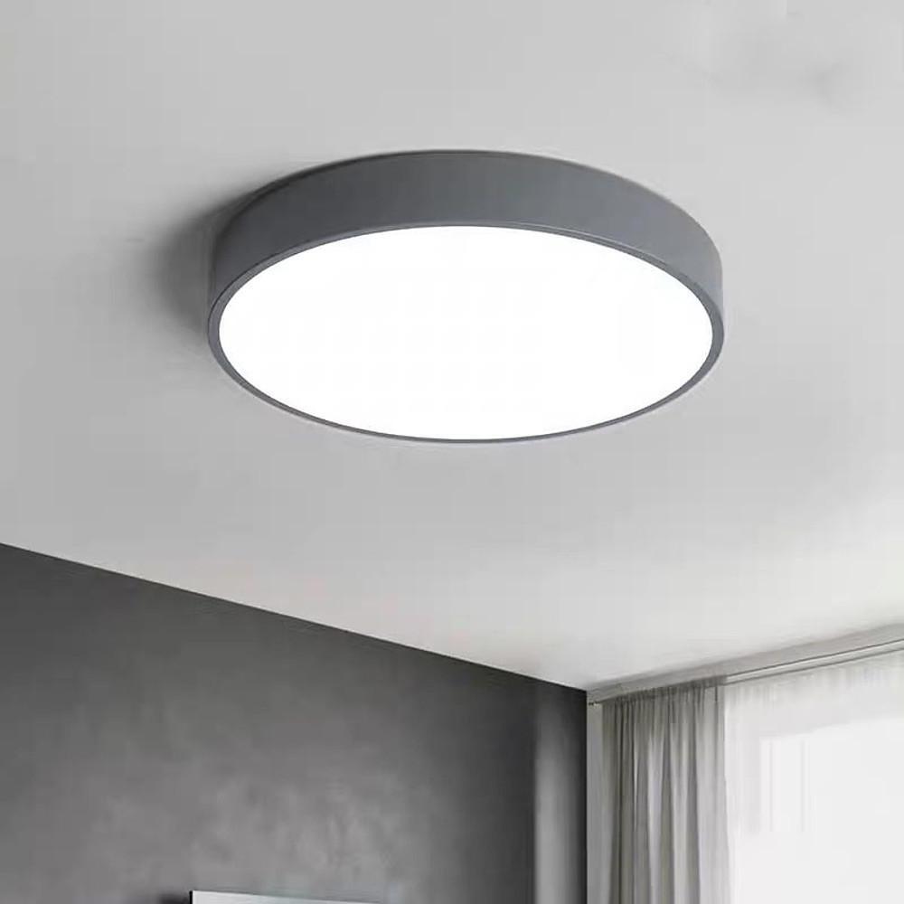 Modern Painted Plastic Matte Black Flush Mount Light with Integrated Dimmable LED Light