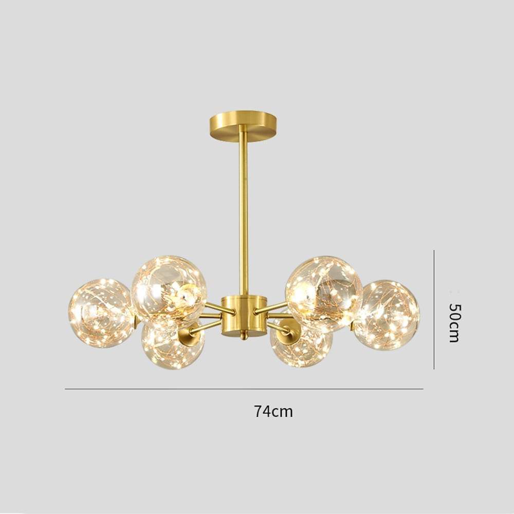 6-light LED Glass Gold Modern Chandelier Kitchen Pendant Lighting