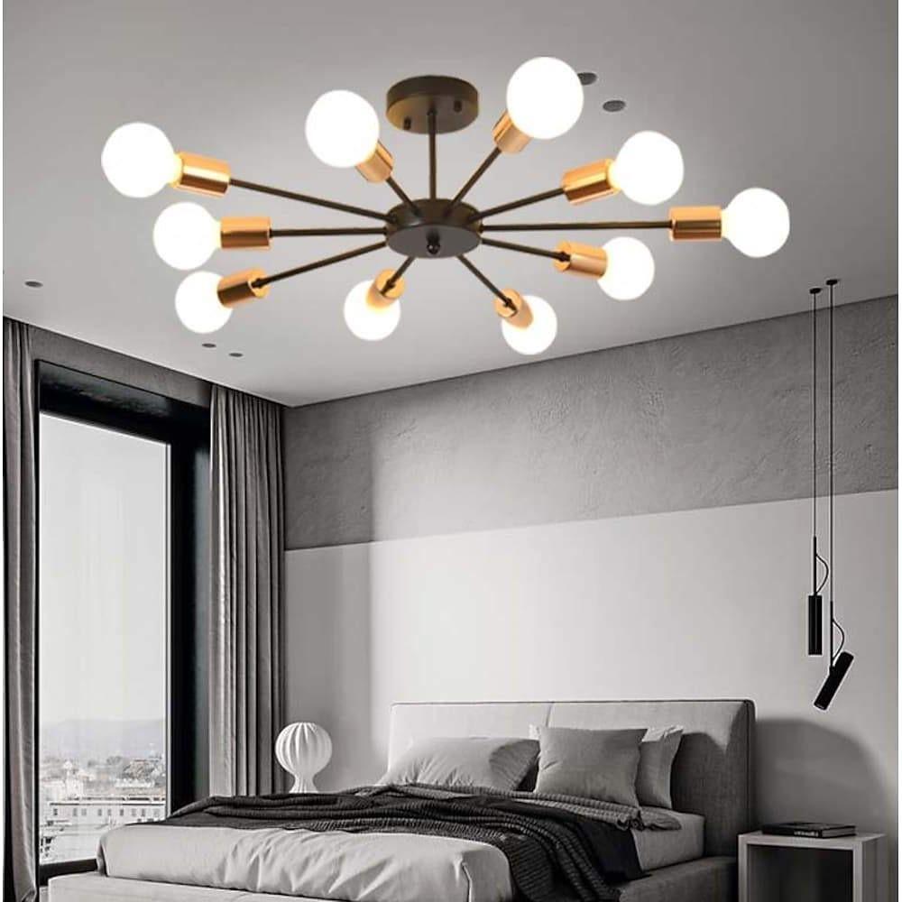 10 Light Circular Electroplated Modern LED Flush Mount Lighting Chandelier