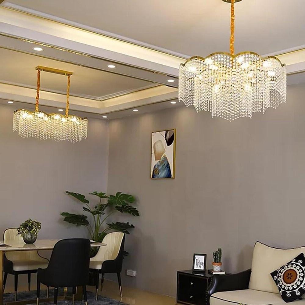 Lantern Design Electroplated Crystal Metal LED Modern Chandeliers