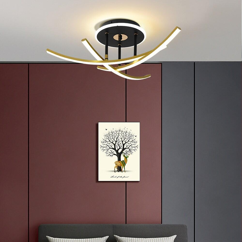 Curved Linear Dimmable LED Artistic Nordic Ceiling Lights Flush Mount Lighting