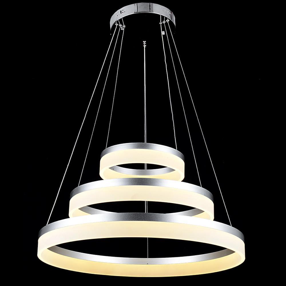 24'' Easily Adjustable 3 Authoritative Ring Classic Vintage Metal Acrylic Chandelier With 1 LED Light