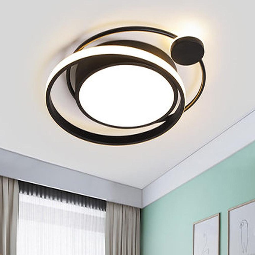 LED Offset Circles Geometric Classic Dimmable Flush Mount Ceiling Light for Bedroom