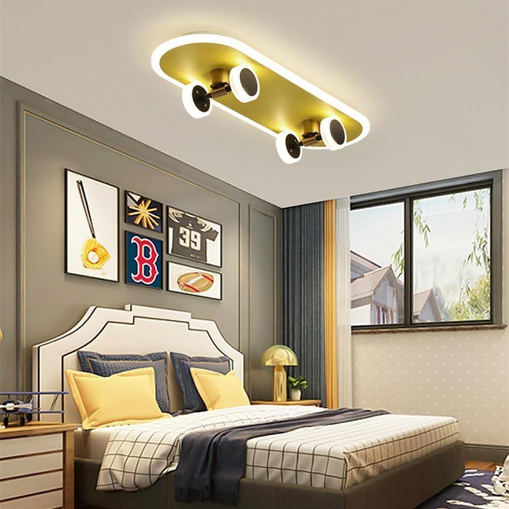 Cartoon Skateboard-shaped Dimmable LED Gold Modern Ceiling Lights