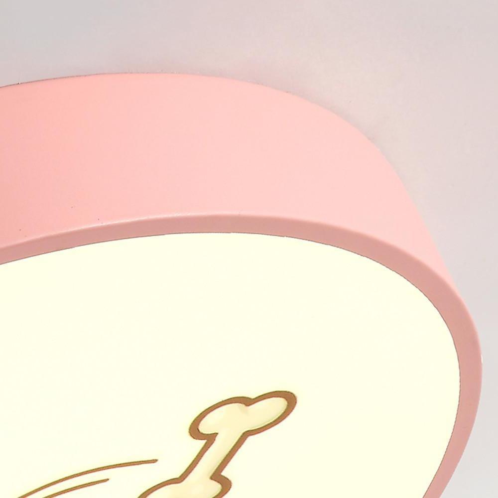 Circular Dog Image Flush Mount Drum Light LED Metal Bedroom Ceiling Light for Baby Kids