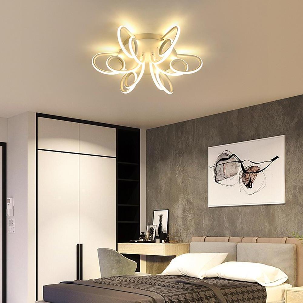 Modern Chrysanthemum Flower Shaped Metal Silica Gel Flush Mount Ceiling Light for Bedroom