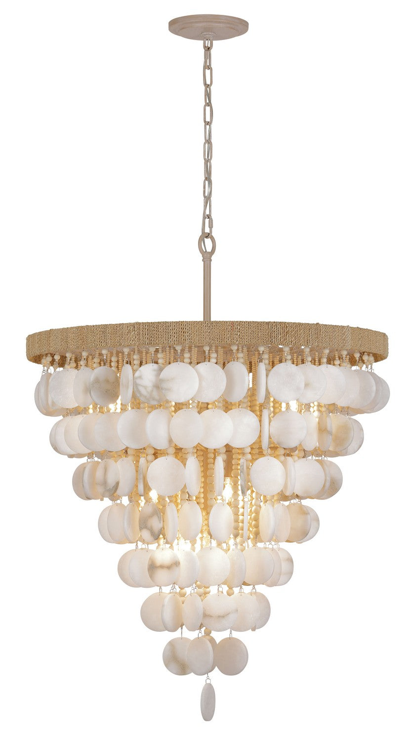 Elegant Metropolitan Aurelia's Cove 12-light pendant chandelier with a modern lighting design featuring multiple glass shades.