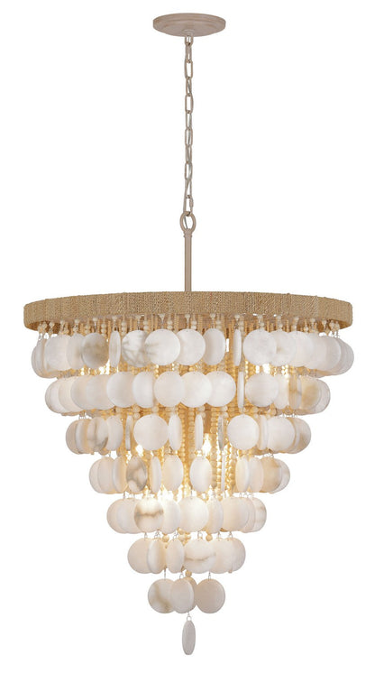 Elegant Metropolitan Aurelia's Cove 12-light pendant chandelier with a modern lighting design featuring multiple glass shades.
