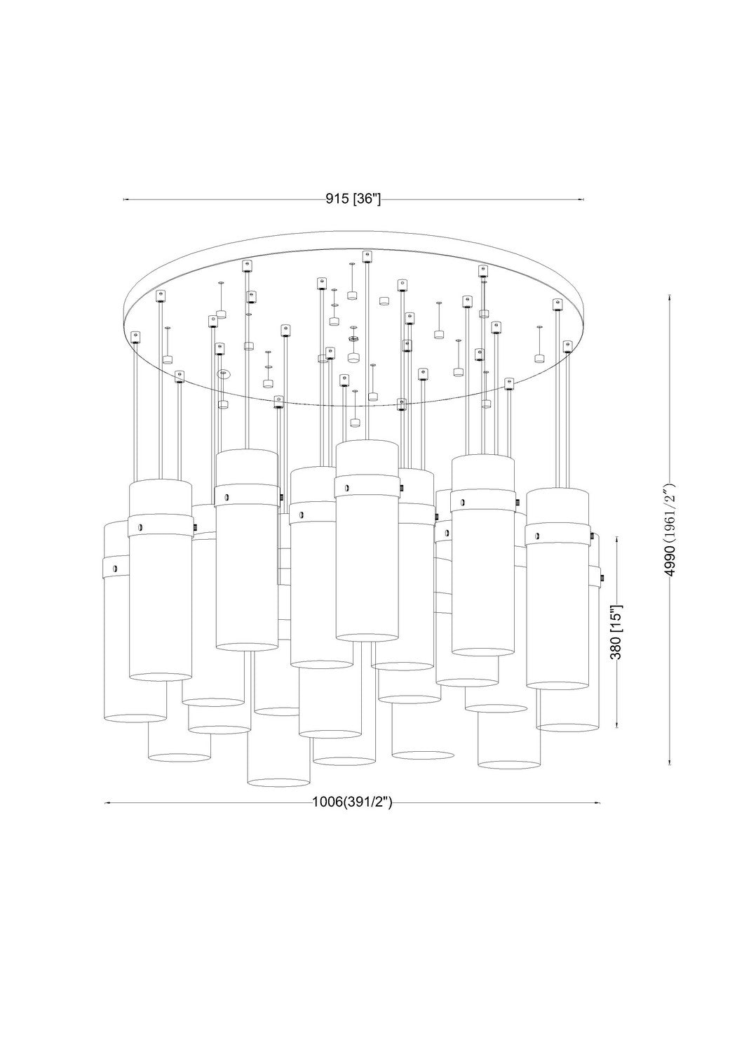 Z-Lite Fontaine 27 Light Chandelier with elegant lighting design featuring multiple glass shades and a polished metal finish.