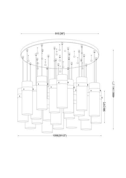 Z-Lite Fontaine 27 Light Chandelier with elegant lighting design featuring multiple glass shades and a polished metal finish.