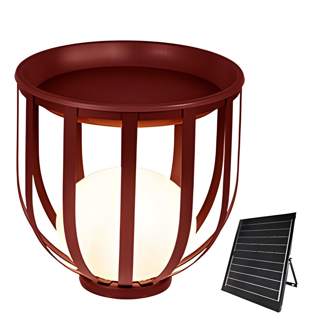 Industrial Solar Outdoor LED Floor Lantern Lamp with Tray