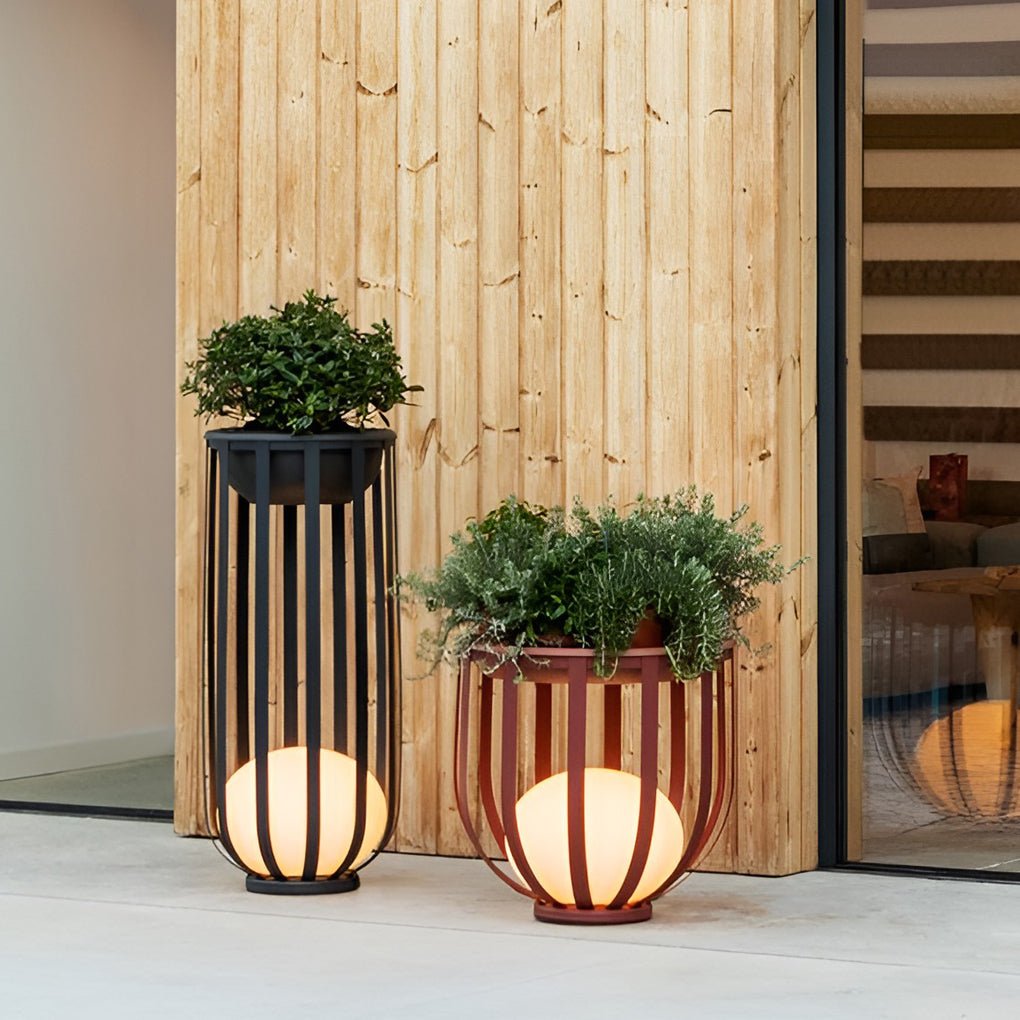 Industrial Solar Outdoor LED Floor Lantern Lamp with Tray