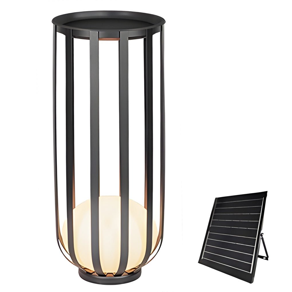 Industrial Solar Outdoor LED Floor Lantern Lamp with Tray