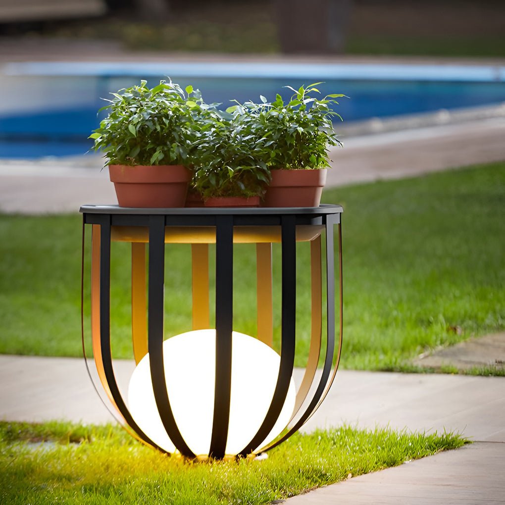 Industrial Solar Outdoor LED Floor Lantern Lamp with Tray