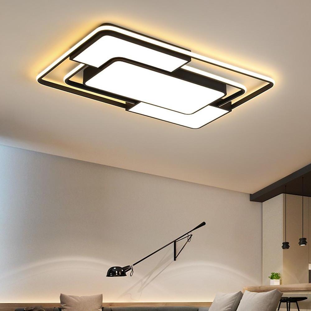 Square LED Geometric Overlay Flush Mount Ceiling Light for Bedroom