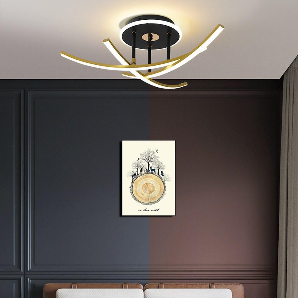 Curved Linear Dimmable LED Artistic Nordic Ceiling Lights Flush Mount Lighting