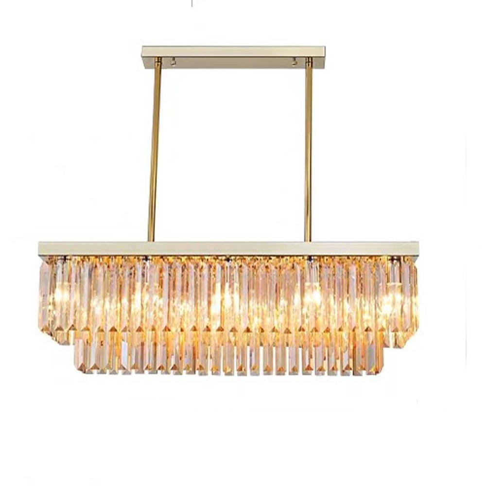 Rectangular Double-layer Crystal LED Industrial Chandeliers Pendant Light