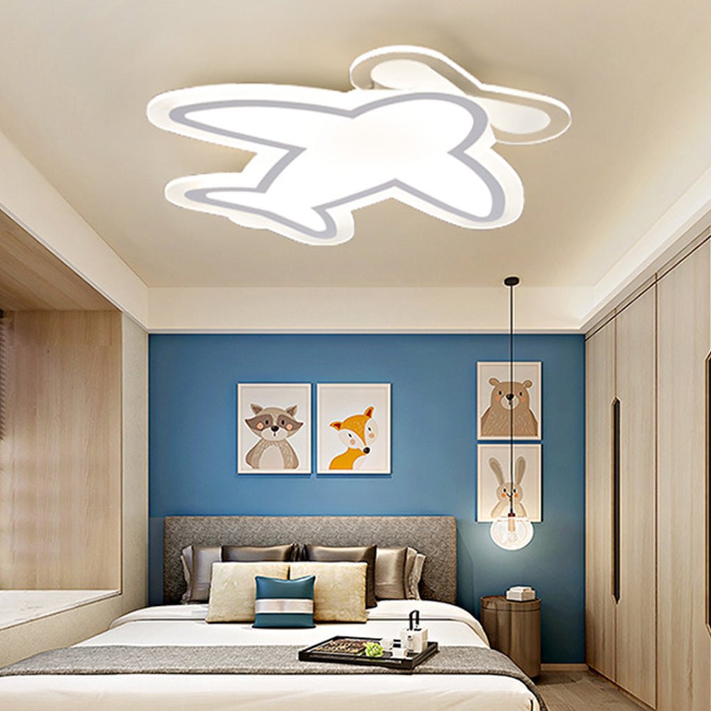 LED Aircraft Shaped Modern Flush Mount Light White Iron Ceiling Lights