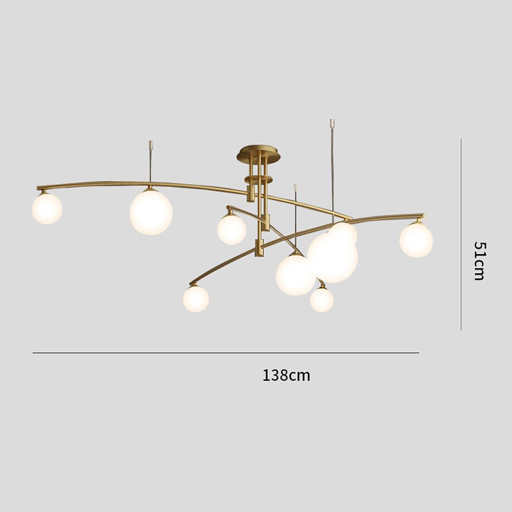 Curved Line Design 9-light Glass LED Gold Modern Chandeliers Ceiling Lights