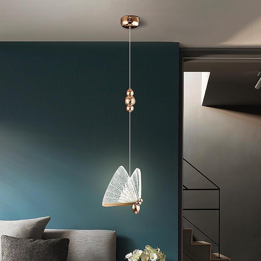 Butterfly Shaped Coastal Pendant Lights Metal Acrylic Bedroom Ceiling Lights