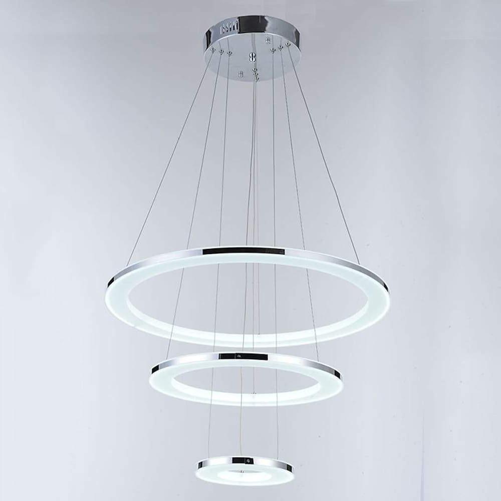 Adjustable LED 3-Ring Chandelier Modern 24" Hanging Ceiling Light