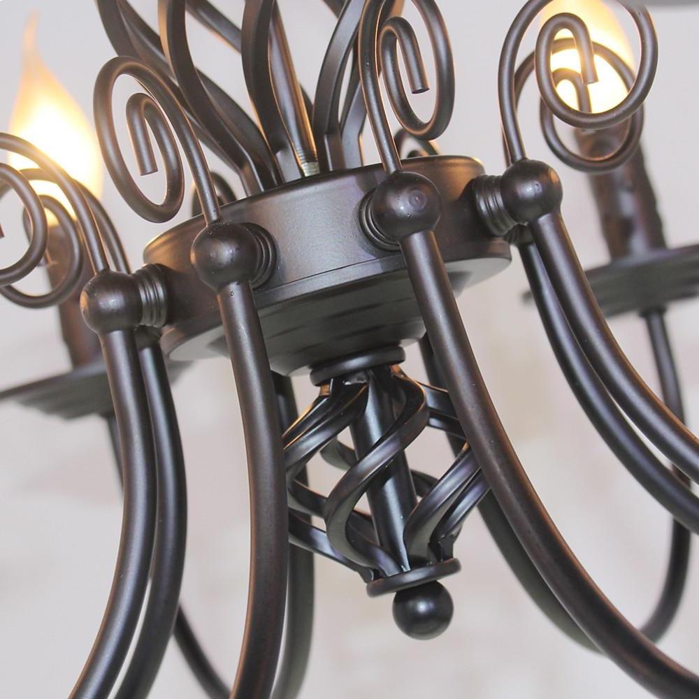 Candle Design Metal Rustic Chandeliers with 6 LED Bulbs