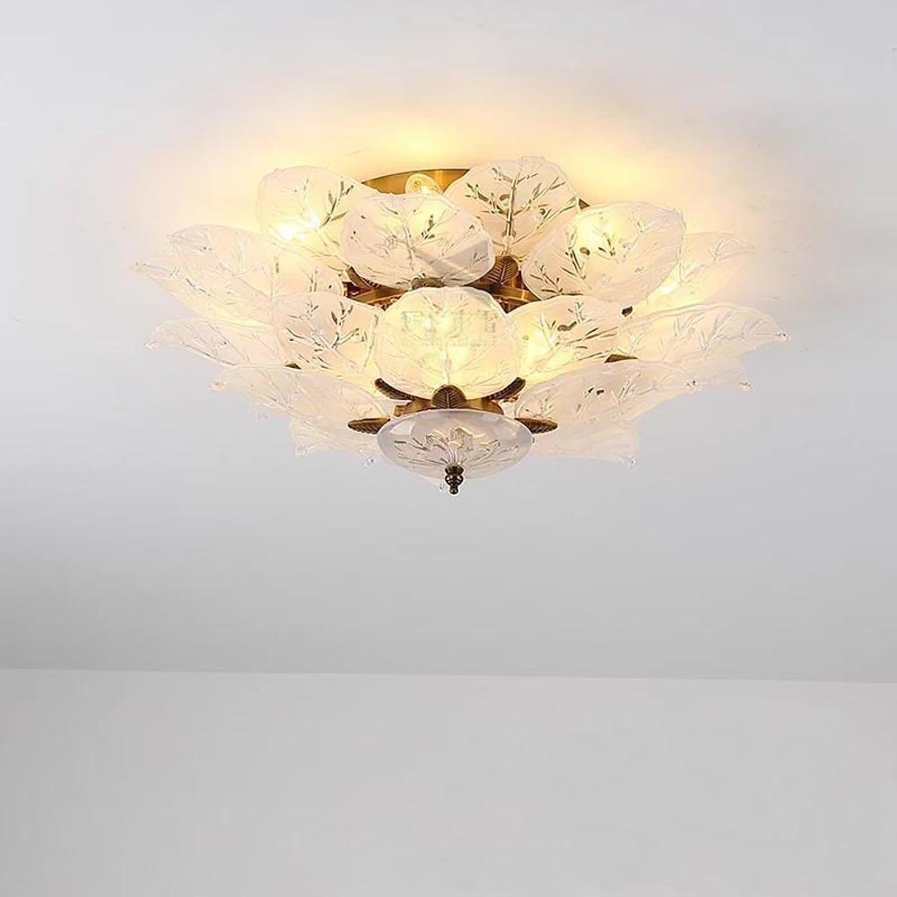 Leaves Flush Mount Ceiling Light Metal Glass Unusual LED Light