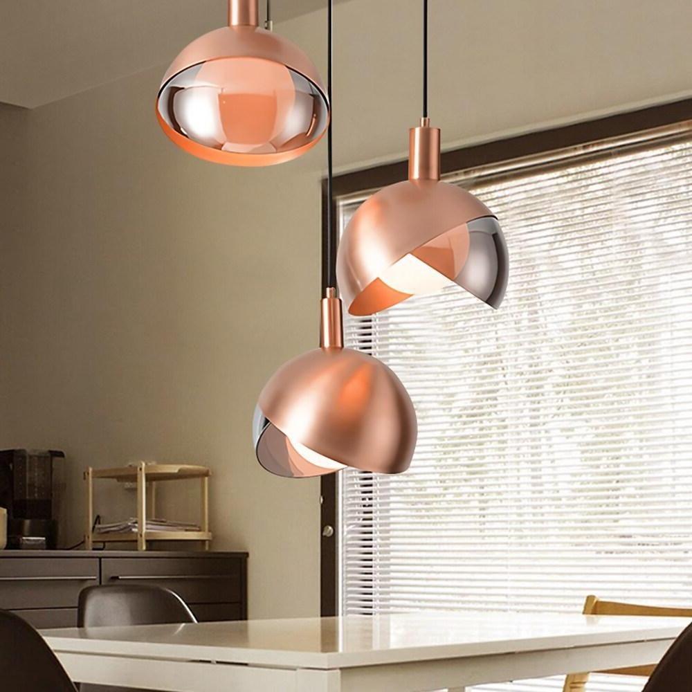 Dual-Colored Semi Globe Metal Glass Pendant Light Industrial Style Pendant Lighting for Office & Dining Room