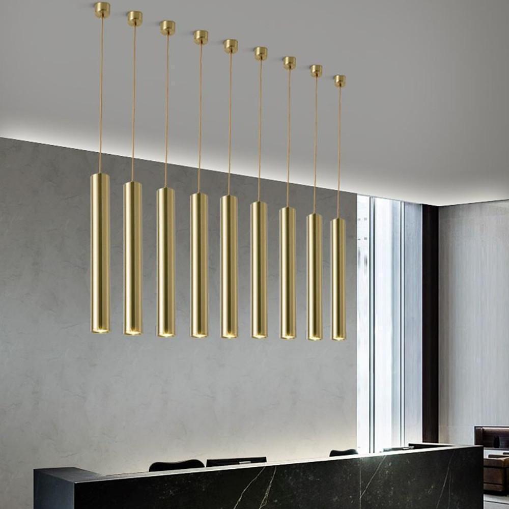 Unique Elongated Linear Metal Industrial Kitchen Island Pendant Lighting