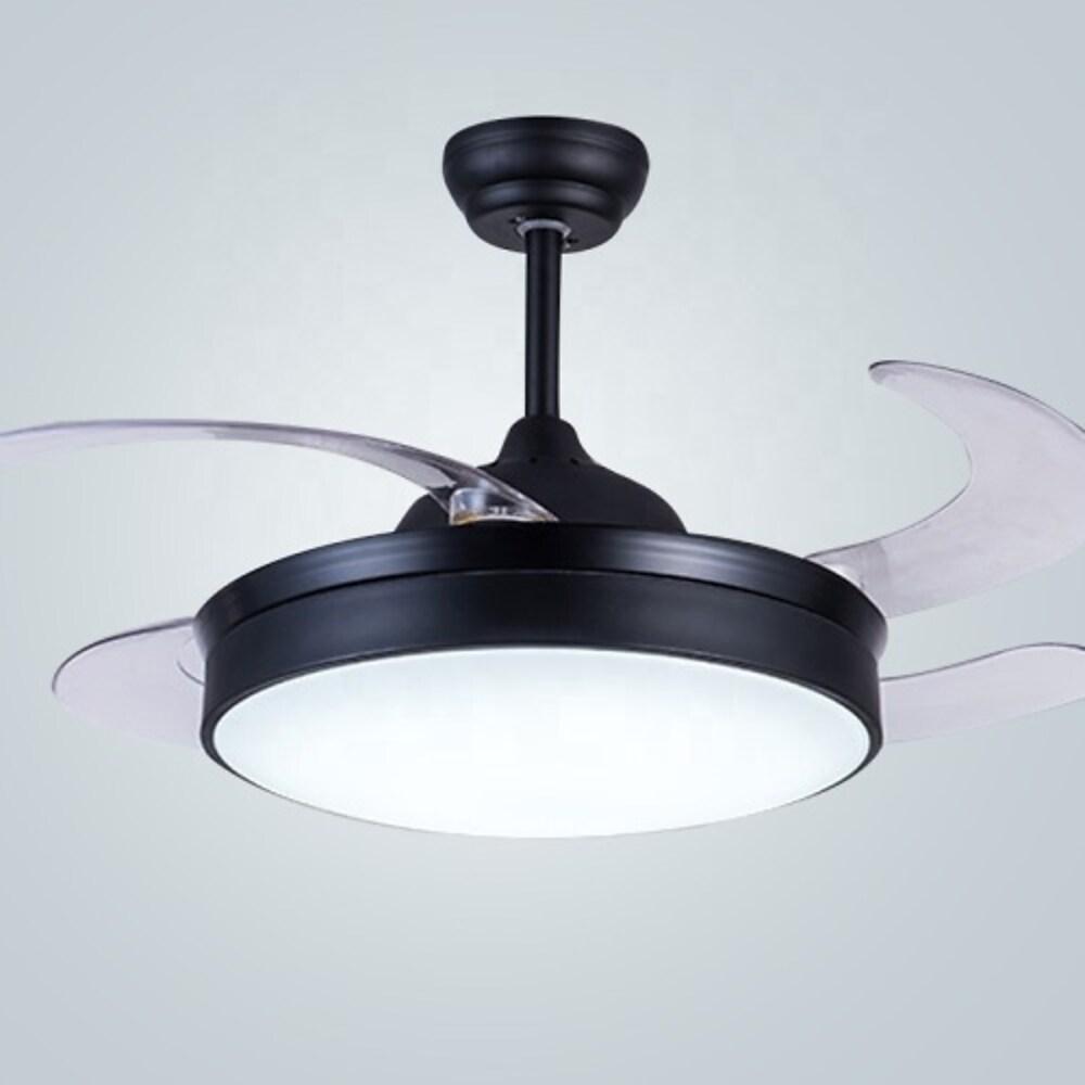 Round Drum Shaped LED Nordic Retractable Ceiling Fan with Lights