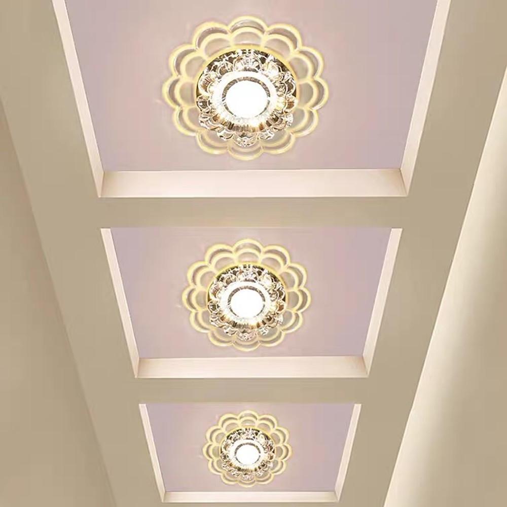 Flower Effect Entryway Lighting Crystal Metal LED Flush Mount Ceiling Light for Baby Kids