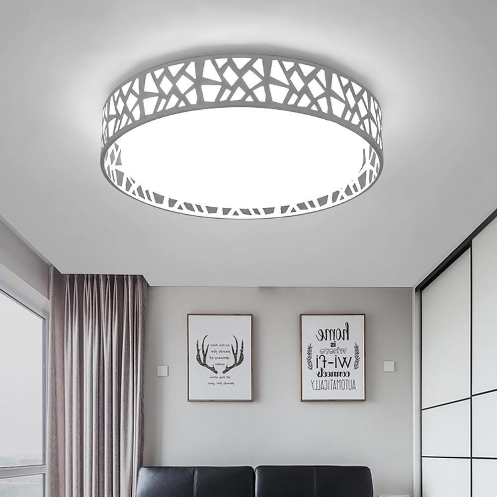 Round Metal Traditional Drum Flush Mount Light LED Bedroom Ceiling Lights