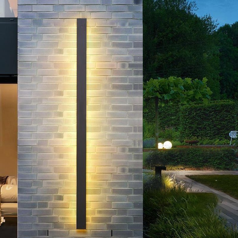 Long Strip Dimmable LED RGB Black Minimalist Outdoor Light Post Lights