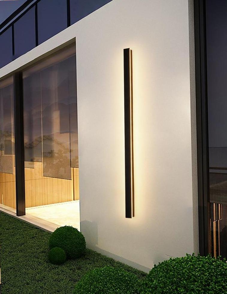 Long Strip Dimmable LED RGB Black Minimalist Outdoor Light Post Lights