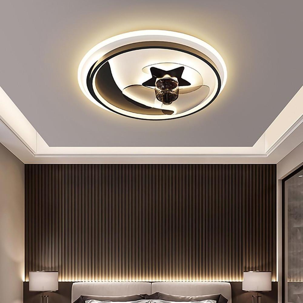 Multi Circle Dimmable LED Electroplated Modern Flush Mount Ceiling Fan with Lights