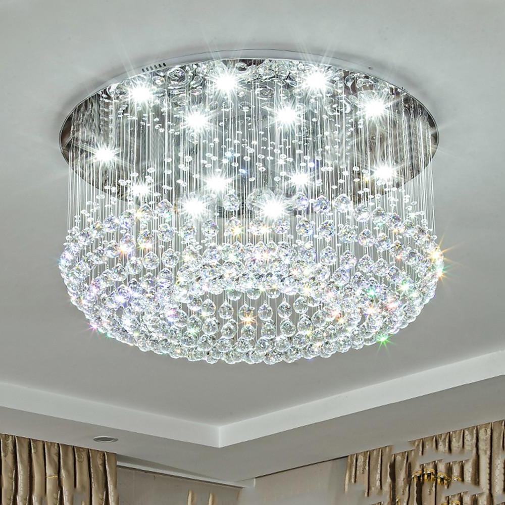 Glass-cicles Crystal LED Chandelier Drum Flush Mount Chandelier